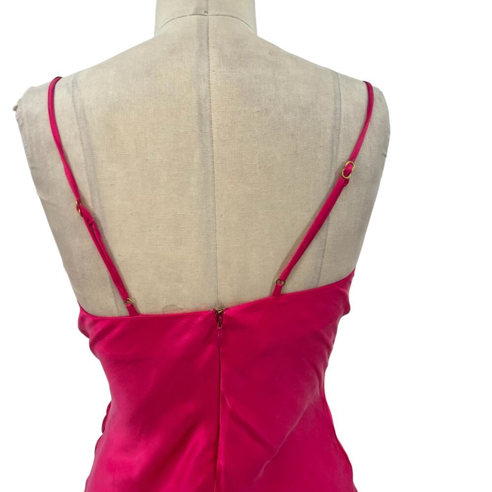 Lovers and Friends Noah Wrap Dress Slip Sleeveless Satin Hot Pink Size‎ Small - Picture 9 of 15